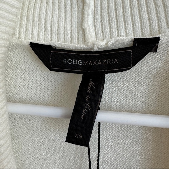 NWT BCBGMAXAZRIA Persa Shawl Collar Tunic Sweater Dress in Gardenia, Size XS - Picture 7 of 8